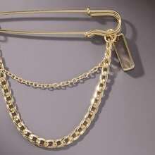1pc Of  Cool Chain Brooch, Street Fashion Metal Decoration, Hip-Hop Suit Accessory - Gold - View 6