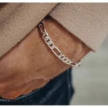 Unisex Figaro Link Bracelet 2025 New Arrival Niche High-Street Simple Stainless Steel Factory Wholesale Hypoallergenic Water-Resistant Everyday Wear Lightweight Durable Casual Jewelry For Couples Daily Layering Men Women - 銀色 - 查看 9