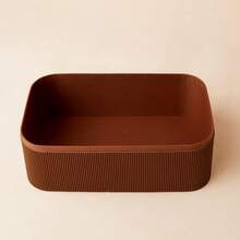 LA JOLIE MUSE Fluted Cardboard Storage Baskets With Leather-Like Lids, Sturdy Stackable Paper Boxes Decorative Tray, Chocolate Brown, Set Of 3 - ChocolateBrown - View 4