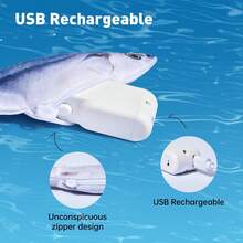 Three-Piece Set Of Simulated Electric Fish Wobbling Cat Teaser Toy Kit – Interactive Cat Toys For All Breeds, Light-Touch Activation With Three Flapping Modes (Sardine/Saury/Yellow Croaker), Rechargeable - 3 Con cá rung lắc - Xem 4
