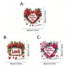 Calcomanías de pared para San Valentín, pegatinas de pared con letras florales y corazones, pegatinas para ventanas de San Valentín, arte de pared autoadhesivo - Multicolor - Ver 7
