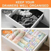 12件套抽屉收纳盒及整理盒 - 4个大号、4个中号、4个小号，可折叠无纺布抽屉分隔盒，适用于衣柜、橱柜、婴儿服装收纳 - 彩色 - 查看 3