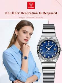 POEDAGAR 1款优雅女士不锈钢石英表，带日期显示、防水夜光功能、水钻装饰，奢华女士腕表，适合日常佩戴，是完美的女士礼物。 - 均碼 - 查看 3