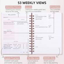 Undated Weekly And Monthly Planner Spiral Bound- Weekly Goals Notebook, To Do List, Habit Tracker Journal, Academic, Aesthetic, Stylish School Or Office Supplies (61" X 84" - Pink) - ColorB - 查看 3