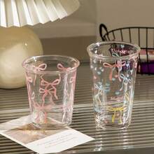 可爱蝴蝶结造型玻璃杯 - 高品质咖啡/牛奶杯，送给女性、朋友、同事、学生的完美礼物 - 彩色 - 查看 8