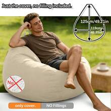 大号 125*119cm/49.21*46.85in 户外露营野餐沙滩休闲豆袋椅套（不含填充物），带侧袋和提手，底部拉链开口 80cm - 彩色 - 查看 17