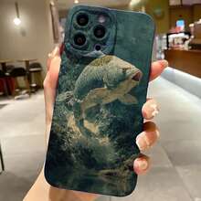 2026 nueva funda de teléfono esmerilada, funda de teléfono con impresión de pez saltando en el agua para  17 15 Pro Max,  17 14,  17 13, funda de protección para teléfono  Galaxy S23 S22 S21, regalo de funda de pareja para novio y novia, regalo de San Valentín y cumpleaños - Azul Klein - Ver 2