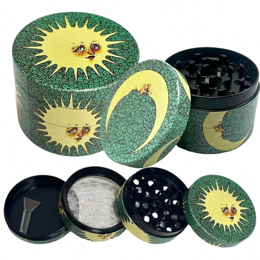 1.57/2.0 Inch Metal Herb Grinder Moon 4 Layer Manual Spice Grinder, Best Gift For Valentine's Day - Multicolor - View 1