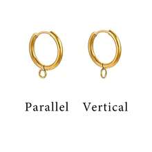 10件套304不锈钢18K镀金垂直平行耳钩耳环配件，DIY饰品耳环制作配件，女士不锈钢饰品，女士耳环配件 - 平行耳扣 - 查看 7