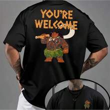 Summer Bestseller Men's  Pattern T-Shirt - "You're Welcome" Retro Design, Ideal Gift For A Family Vacation At Disneyland - 黑色 - 查看 11