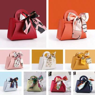 1pc Luxury PU Leather Candy Gift Box, Handbag Style, Wedding Favor Box, Gift Bag
