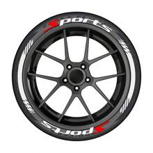 猪肚赛车轮胎字母贴纸装饰，增强轮胎灵活性，几何橡胶汽车轮胎字母贴纸，白色“SPORTS”带红色闪光，DIY跑车轮胎贴纸，PE材质PVC橡胶贴花 - A - 查看 13