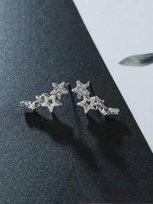 Sweet And Exquisite School Style Pentagram Earrings, Fashionable And Simple Cute Girl Earrings - Gold - View 10
