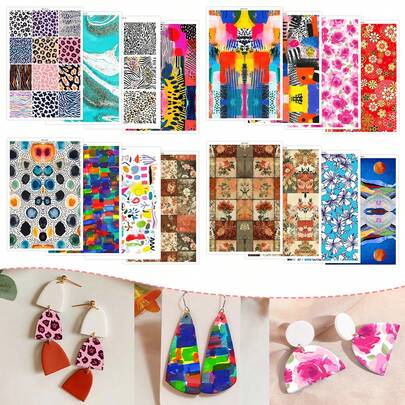 DONQE Leopard Vintage Stamps Floral Patterns Polymer Clay Transfer Paper, Ultra-Light Water Transfer Paper Compatible For DIY Jewelry Making, Soft Ceramic Earrings, Craft