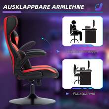 Vinsetto Gaming Chair With Rocking Function, Ergonomic Computer Chair, Height-Adjustable Office Chair, Swivel Office Chair With Head And Lumbar Cushions, Load Capacity Up To 120 Kg, Black And Red - Black - View 4