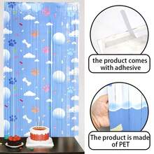 Cortina de fondo, linda cortina de puerta azul con estampado de pata de nube, telón de fondo para recuerdo de fiesta - Azul - Ver 4