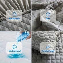 belibuy Juego de 2/3 piezas, sábana ajustable impermeable multicolor, protector de colchón impermeable, incluye sábana ajustable y funda de almohada, funda protectora antideslizante de cobertura total. - Gris - Ver 7