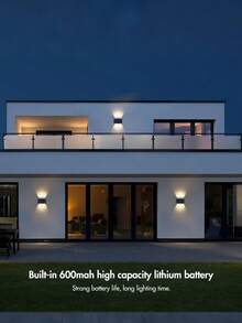 10 LED Solar-Powered Fence Lights, Courtyard Porch Lighting Wall Sconce, Dual Light Up Convex Mirror Light For Garden, Yard, Patio - Multicolor - View 3