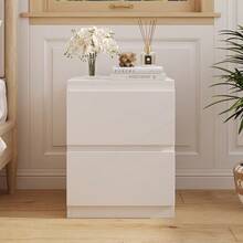 Living And Home 2-Drawer Wooden Nightstand Bedside Table In Grey/Warm White/Walnut - Warm White 40 cm (W) X 30 cm (D) X 41 cm (H) - View 6