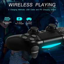 Pro Wireless Gaming Controller For P-4 Console, No Latency Bluetooth Gamepad With Turbo Function, Double Shock Vibration, Ergonomic Design Replacement Remote For P-4 - 黑色 - 查看 4