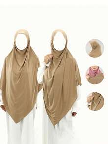 1pc Women's Solid Color Turban Headscarf, Casual Versatile Muslim Headwrap - Multicolor - View 6