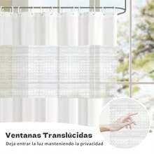 XISH Cortina para Baño 180x200cm Cortina de Ducha con Ganchos Cortinas de Regadera Antimoho de Impermeable Antibacteriano para Duchas de Baño Puestos y Bañeras - Blanco - Ver 2