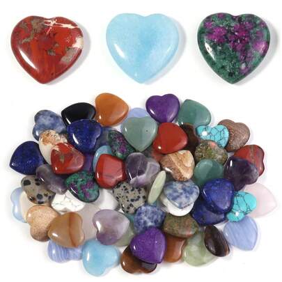 5pcs/Pack Natural Stone Heart Shaped Undrilled Stones, 2*0.6cm Polished Pebbles For Fish Tank, Wishing Bottle Decor, Jewelry Making