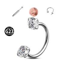一套两件，G23钛合金马蹄形鼻环，20G立方氧化锆双鼻环，8mm内螺纹鼻中隔饰品，马蹄形耳软骨/耳廓/耳屏耳环，包含饰品佩戴工具 - 情人节礼物 - 銀色 - 查看 25