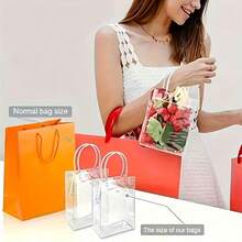 5/10/50pcs Transparent Reusable Plastic Bags, Suitable For Holiday Parties, Party Favors, Cosmetics, Flowers, Small Business Supplies, Shopping And Anniversaries - Gift Bag - View 5
