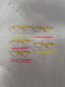 5pcs/Pack Heart-Shaped Glow Glasses, Fluorescent Glasses, Neon Glasses, Glow Stick Glasses, Adult Glow Glasses, Suitable For Dancing, Weddings, Birthdays, Parties, And Daily Wear, Party Glasses & Accessories, Christmas Countdown Calendar - Multicolor - View 10