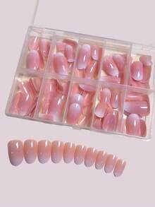 120 móng giả hình oval cỡ trung bình, màu hồng ombre tối giản, thích hợp để tự làm móng hàng ngày cho cả nam và nữ, dụng cụ làm móng nghệ thuật dán. - Nhiều màu - Xem 4