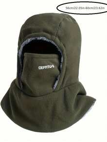 Unisex Pullover Hat With Face Mask, Outdoor Windproof Warm Thermal Lined Neck Cover, Solid Color, Autumn/Winter - A - View 2