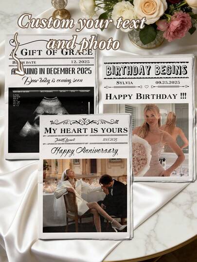 1 Custom Newspaper, Wedding Newspaper Decoration, Couple Anniversary Newspaper, Birthday Commemorative Daily Newspaper, Personalized Photo And Text Addition, Personalized Couple Photos, Birthday And Anniversary Celebration, Wedding Anniversary, Perfect For Anniversary Celebrations
