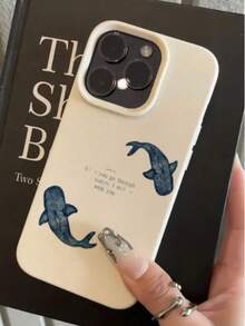 1pc White Double Whale Bible Verse Pattern Full Coverage TPU Shockproof Phone Case Compatible With IPhone 17 16 15 14 13 12 11 Pro Max, Fashionable Phone Case - Multicolor - View 2