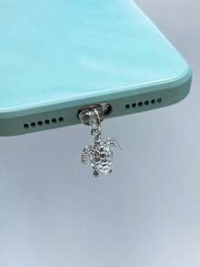 1pc Turtle Shaped Metal Phone Dust Plug Pendant, Phone Accessory Decor, Compatible With Lightning & Type-C Interfaces - Multicolor - View 2