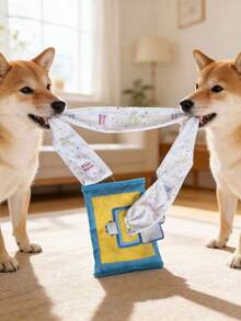 1pc Pet Imitation Tissue Box Toy, Polyester Fabric Tissue Box Cat Dog Pet Toy With Sound - Ginger - View 5