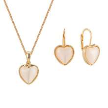 Collar de cadena de caja de piedra ojo de gato en forma de corazón geométrico, estilo europeo y americano, minimalista, amarillo desnudo, conjunto de collar de bloque de color para mujeres - Collar de oro rosa - Ver 11