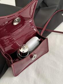Fashionable Solid Color Minimalist Mini Handbag, Women's Underarm Crossbody Bag (Cherry Pendant Included), Suitable For Shopping, Daily Carry, Suitable For Young Women, College Students, Career Starters, Office Workers. Also Suitable For Office, School, Work, Business, Commuting, Outdoor Activities, Travel And Short Trips. - Burgundy - View 6