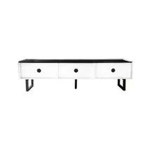 Low TV Unit With Three Drawers. Classic Black And White Design. 170 X 35 X 47 Cm (Length X Width X Height). - White - View 11