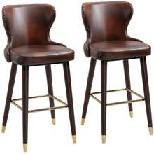 Set Of 2 HOMCOM Bar Stools, Elegant Bistro Chairs With Footrest And Backrest, Dining Chair, Brown PU, 52 X 53 X 101 Cm - Maroon - View 9