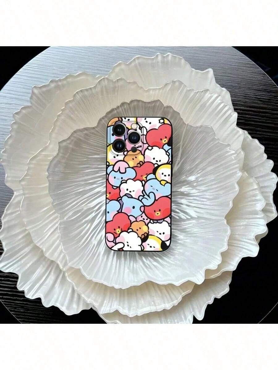Cartoon Kpop B-BT-21S Phone Case compatible with  17 Air 16 15 14 12 13 11 Pro Max Mini X XR XS Max 7 8 Plus Black Silicon Cover, Cover compatible with  17 pro hülle,  17 pro max hülle,  17 hülle,  16 pro hülle - Schwarz 10 - Übersicht 1