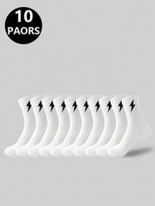 2/5/10/20 双装黑白条纹运动袜，男女通用跑步袜，防滑舒适设计，休闲日常穿着 - 彩色 - 查看 20