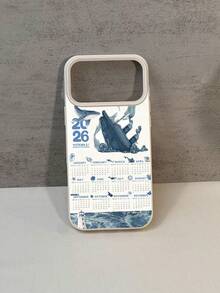 1pc 2026 New Year Ocean Element Calendar Pattern TPU Material Phone Case Compatible With IPhone 17/17Pro/17ProMax/17Air/16/16Pro/16ProMax/15/15Pro/14Pro/13/12/12ProMax/11, Fashionable Protective Soft Case, Luxury Gift Suitable For Friends And Couples - Multicolor - View 5