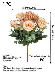 1朵11.81英寸人造玫瑰花，包含丝绸刺绣球，适用于婚礼、家居、餐厅、卧室、花瓶装饰、节日生日派对、婚礼装饰、鲜花、情人节礼物、新年DIY材料、人造植物、春季装饰、房间、书桌、花园装饰、房间装饰品、情人节礼物、毕业礼物、拉玛装饰 - 香檳色 - 查看 3