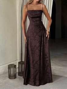 Unadoll Women's Spring Lace-Up Backless Lace Dress, Sexy And Elegant, Suitable For Vacation, Date, Back To School, New Year, Valentine's Day, Party, Wedding And Beach Wear - Brown - View 6