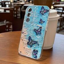 Adecuado para funda de teléfono  Galaxy Nueva A5 A3 A02 A34 A13 A14 A32 A24 A50 A54 A70 A73 A34 A55s NOTE 10F12 M10S Impresión de dibujo animado lindo TPU Estilo espacial transparente Diseño creativo simple Patrón de mariposa Funda protectora de moda Modelo 3703 - Multicolor - Ver 5