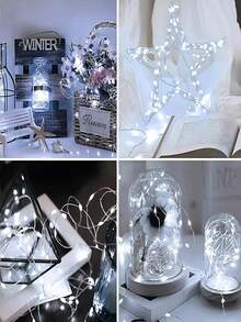 1串LED铜线灯串 - 50/100/200/300颗LED灯珠，USB供电，8种灯光模式，定时，可调光，7/12/22/32英尺，USB仙女灯，适用于卧室、节日、家居、生日、派对、婚礼、露营、花园、圣诞节、节日装饰，室内/室外，四季皆宜（暖白/白/彩色） - 紅白色 - 查看 15