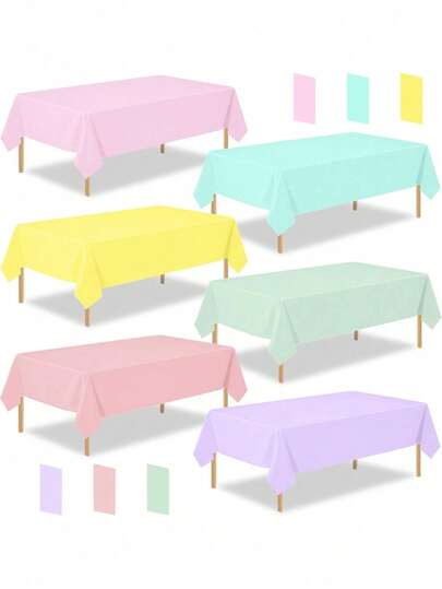 1pc Colorful Disposable Rectangular Plastic Tablecloth, Suitable For Outdoor Scenes, Festivals, Ice Cream Parties, Birthday Parties, Easter Parties, Back To School Parties, Graduations, Weddings, Baby Showers, Picnics And Other Restaurant Decorations