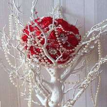 1pc 196in Artificial White Pearl Beaded Strand, Christmas White Pearl Chain, Faux Pearl Garland, Milky White Smooth Pearlescent Texture, Suitable For Christmas Tree Hanging Decor, Dining Table Wreath, Party Background, Curtain, Lighting Wrap Decor, Faux Pearl String, Wedding Atmosphere Decoration - Multicolor - View 7