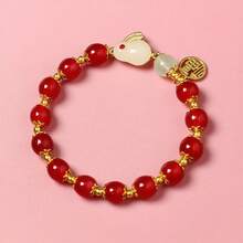 1pc Cute Jade Rabbit Pendant Bracelet, New Fashion Bracelet, Suitable As Gift For Friends - Multicolor - View 4